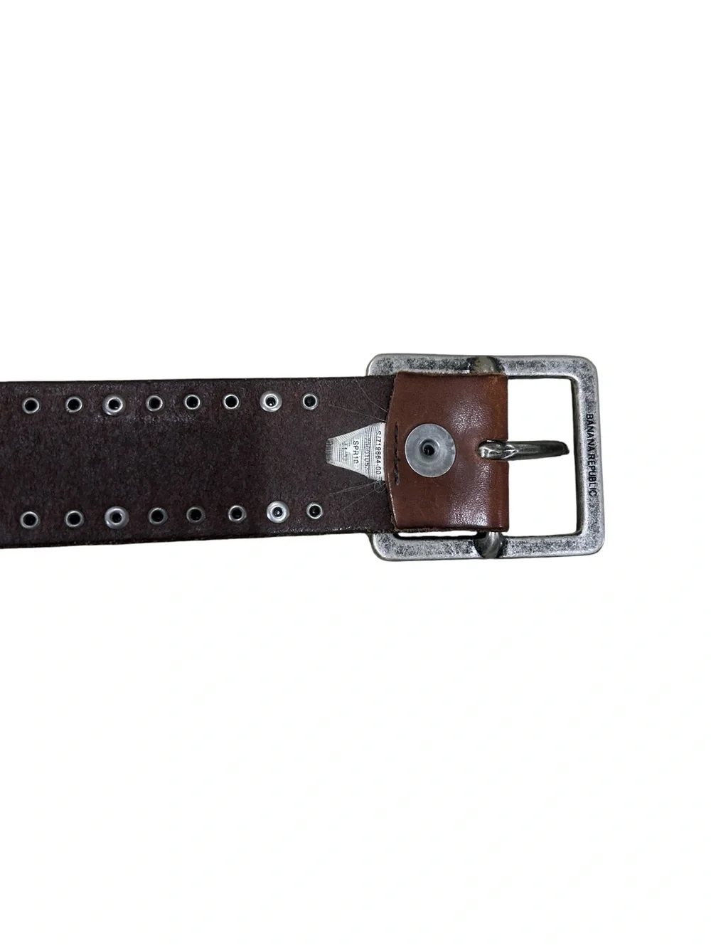 Banana Republic Brown Studded Leather Belt with  antique Silver Buckle medium